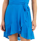 Vestido envelope falso com babados e bainha azul BCX Junior, tamanho extragrande