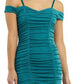 Vestido justo com ombros de fora franzidos BCX Junior Azul Tamanho Grande
