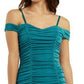 Vestido justo com ombros de fora franzidos BCX Junior Azul Tamanho Grande