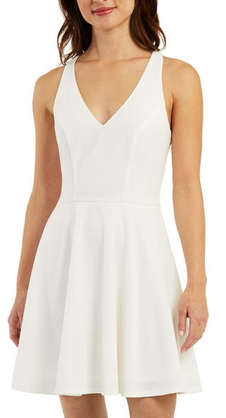 BCX Junior's Lace Trim Fit & Flare Dress White Size 13