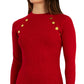 Vestido suéter de manga comprida com detalhe de botão BCX Junior, vermelho, tamanho XX-S