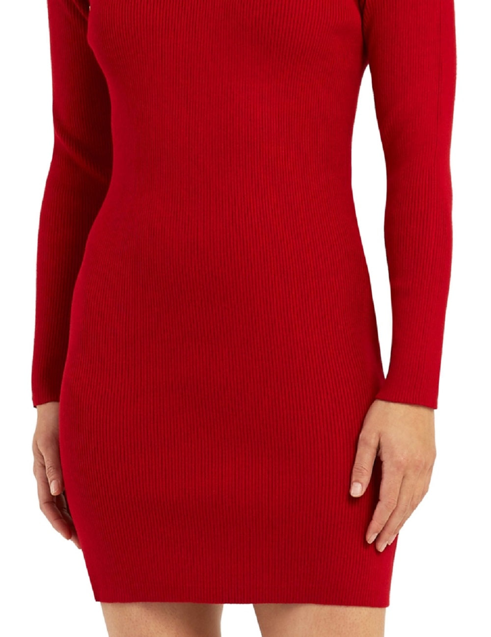 Vestido suéter de manga comprida com detalhe de botão BCX Junior, vermelho, tamanho XX-S