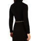 Vestido suéter com cinto de corrente e manga comprida BCX Junior, preto, tamanho médio