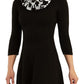 Vestido suéter estampado BCX Junior com ajuste evasê, preto, tamanho extragrande