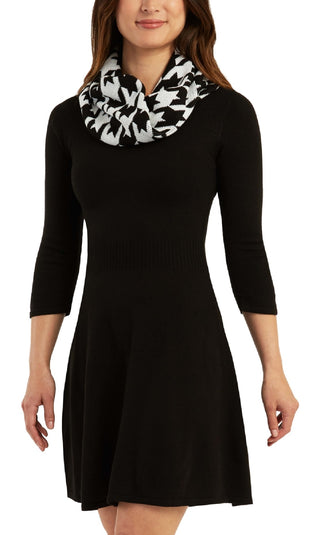 Vestido suéter estampado BCX Junior com ajuste evasê, preto, tamanho extragrande