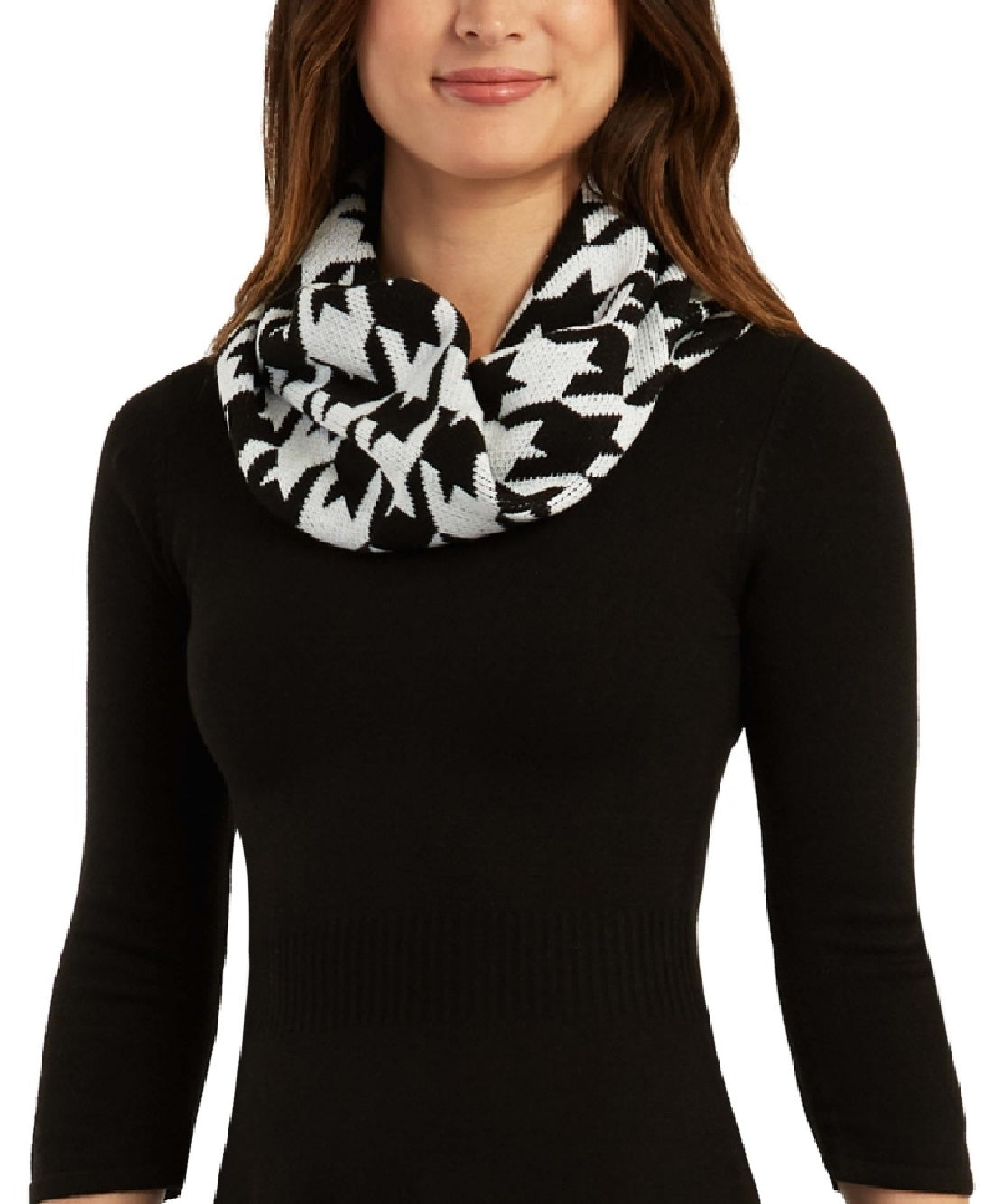 Vestido suéter estampado BCX Junior com ajuste evasê, preto, tamanho extragrande