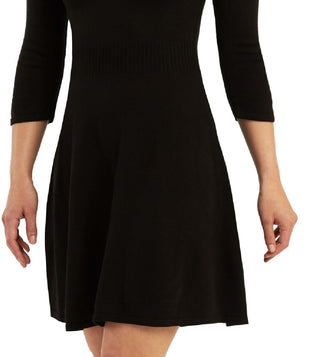 Vestido suéter estampado BCX Junior com ajuste evasê, preto, tamanho extragrande