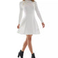 Vestido suéter de manga comprida com detalhe de botão BCX Junior, branco, tamanho X-S