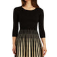 Vestido suéter BCX Junior com costas abertas e ajuste evasê, preto, dourado, tamanho extragrande