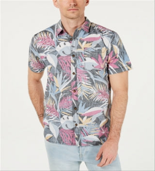 Camisa O'Neill Sessions Modern Fit com estampa tropical masculina, preta, tamanho GG