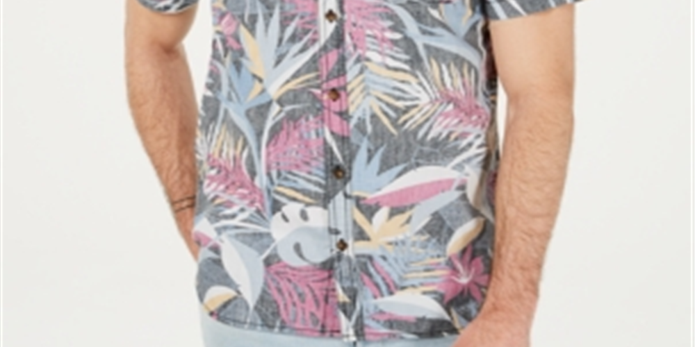 Camisa O'Neill Sessions Modern Fit com estampa tropical masculina, preta, tamanho GG
