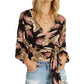 Top curto Billabong Love Wrapped feminino, preto, tamanho grande