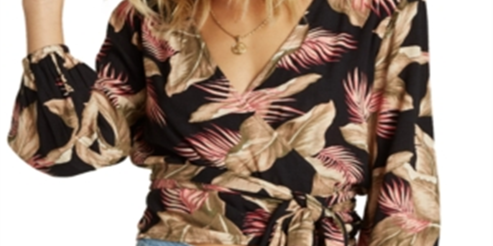 Top curto Billabong Love Wrapped feminino, preto, tamanho grande