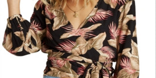 Top curto Billabong Love Wrapped feminino, preto, tamanho grande