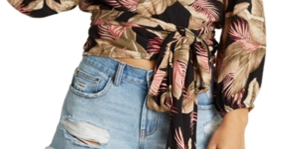 Top curto Billabong Love Wrapped feminino, preto, tamanho grande