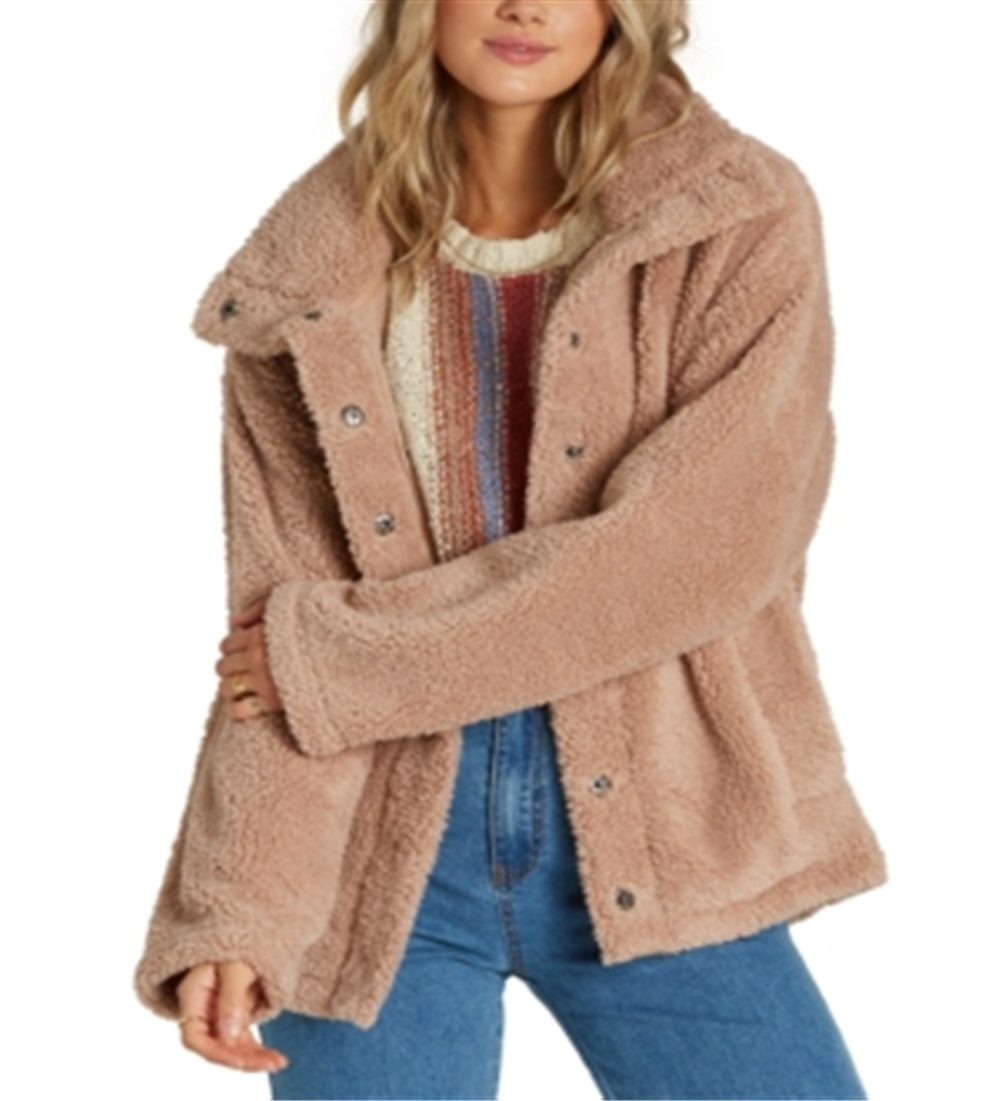 Jaqueta de pele sintética Billabong Cozy Days feminina, bege, tamanho médio