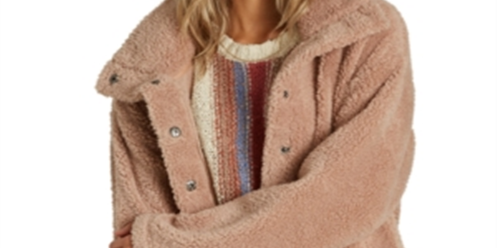 Jaqueta de pele sintética Billabong Cozy Days feminina, bege, tamanho médio