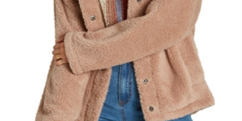 Jaqueta de pele sintética Billabong Cozy Days feminina, bege, tamanho médio