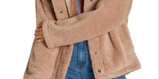 Jaqueta de pele sintética Billabong Cozy Days feminina, bege, tamanho médio