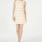 Vestido feminino Vince Camuto com listras metálicas e brocado, amarelo, tamanho 8