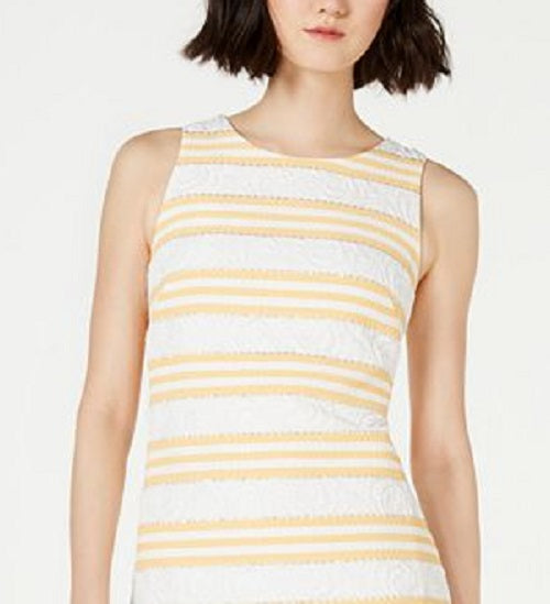 Vestido feminino Vince Camuto com listras metálicas e brocado, amarelo, tamanho 8