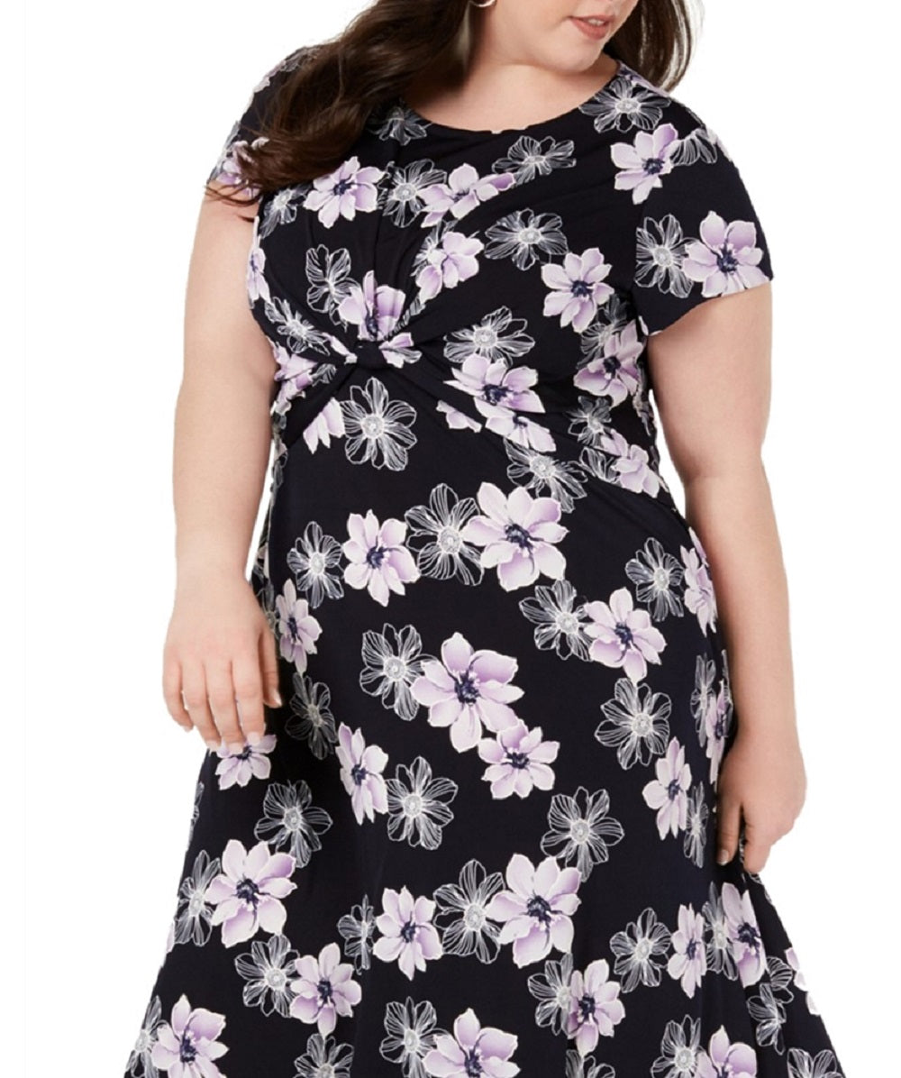 Vestido midi torcido feminino Jessica Howard, roxo, tamanho 14W