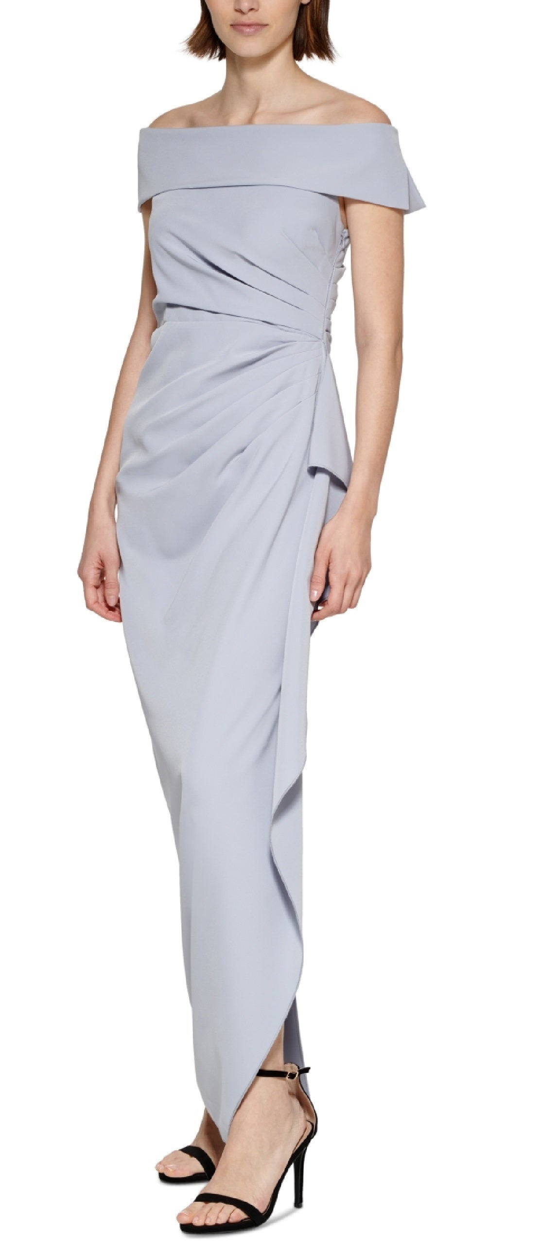 Vestido feminino Vince Camuto com decote ombro a ombro, azul, tamanho 12