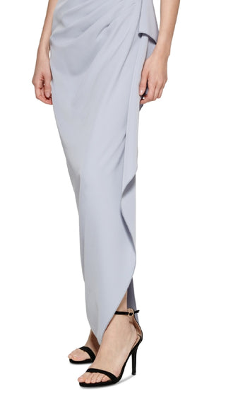 Vestido feminino Vince Camuto com decote ombro a ombro, azul, tamanho 12