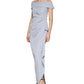 Vestido feminino Vince Camuto com decote ombro a ombro, azul, tamanho 12