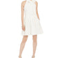 Vestido feminino Vince Camuto com decote em arco e ajuste evasê, branco, tamanho 4