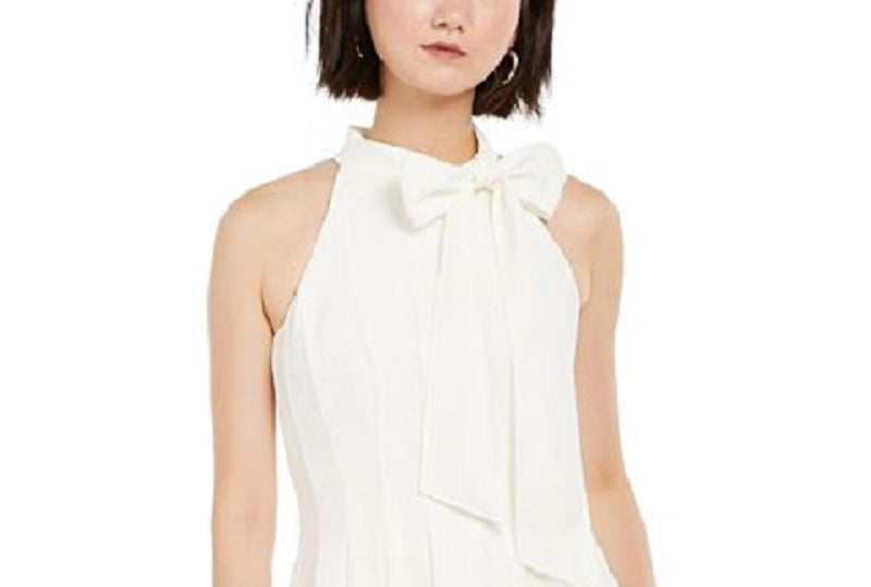 Vestido feminino Vince Camuto com decote em arco e ajuste evasê, branco, tamanho 4