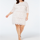 Vestido de renda recortado plus size feminino Jessica Howard, branco, tamanho pequeno e pequeno