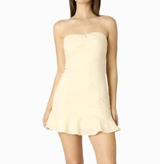 Cotton Candy - Strapless Rosette Flirty Hem Dress