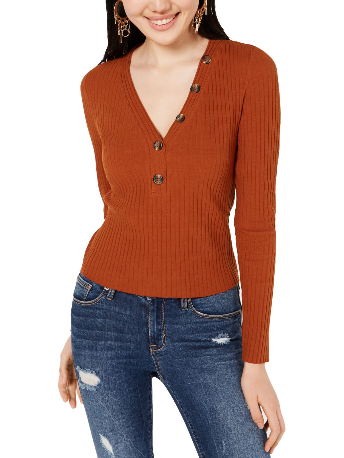 Parker Henly pulôver de malha canelada feminino marrom tamanho extragrande