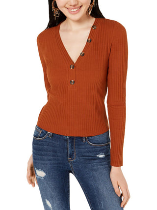 Parker Henly pulôver de malha canelada feminino marrom tamanho extragrande