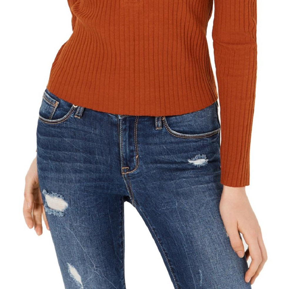 Parker Henly pulôver de malha canelada feminino marrom tamanho extragrande