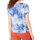 Blusa Self Esteem Junior Tie Dye com decote em V Azul Tamanho Médio