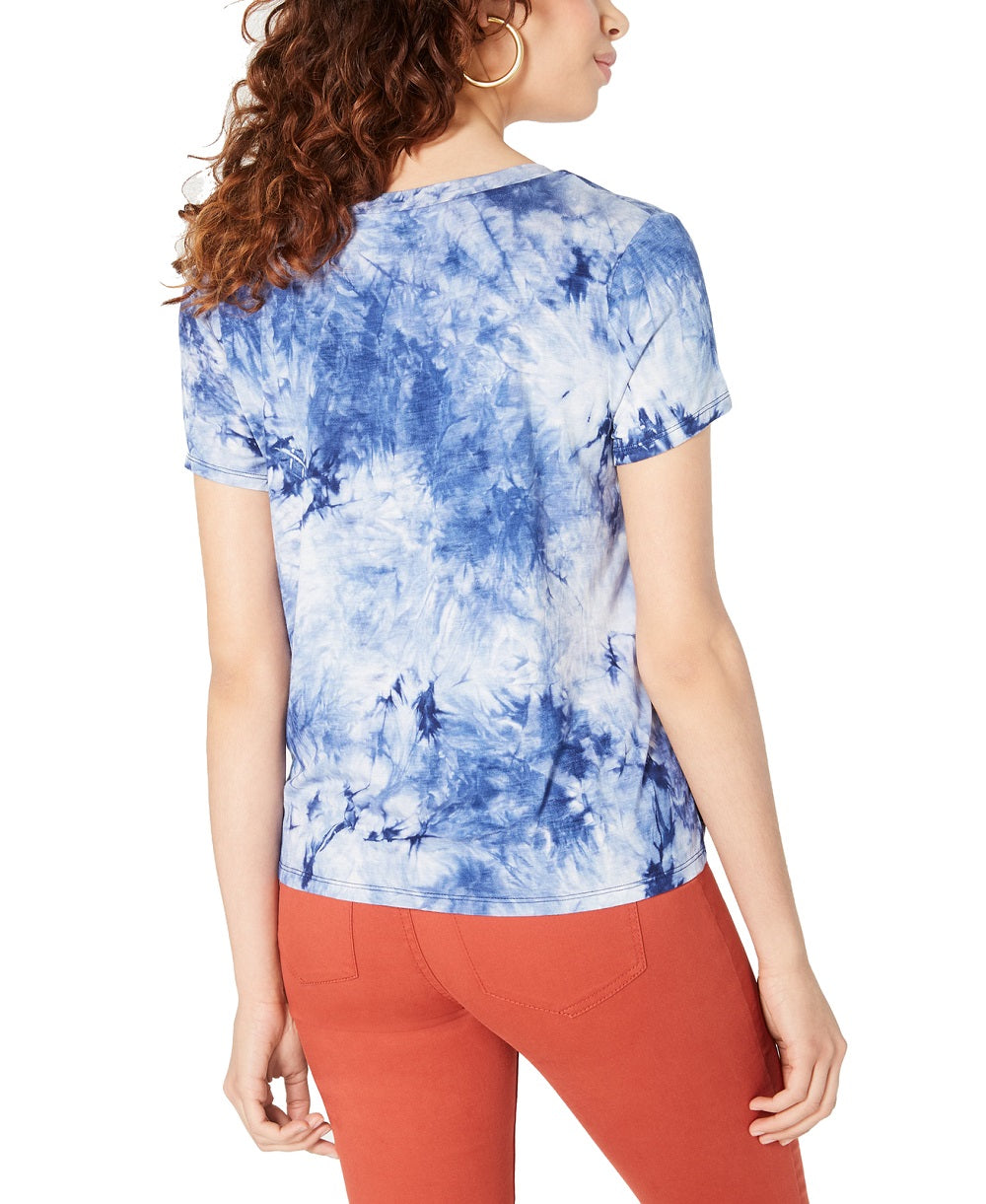 Blusa Self Esteem Junior Tie Dye com decote em V Azul Tamanho Médio