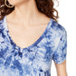 Blusa Self Esteem Junior Tie Dye com decote em V Azul Tamanho Médio