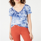 Blusa Self Esteem Junior Tie Dye com decote em V Azul Tamanho Médio