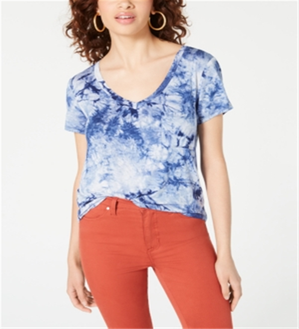 Blusa Self Esteem Junior Tie Dye com decote em V Azul Tamanho Médio