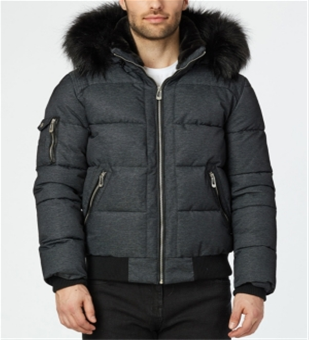 Jaqueta bomber acolchoada Clark Masculina Noize com capuz, preta, tamanho P