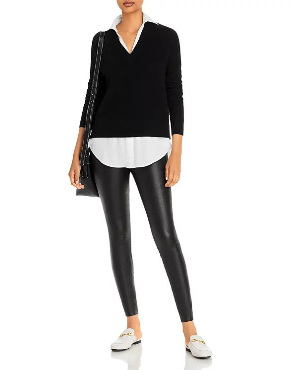 Suéter de cashmere com bainha em camadas e acabamento em alfaiataria Aqua Cashmere