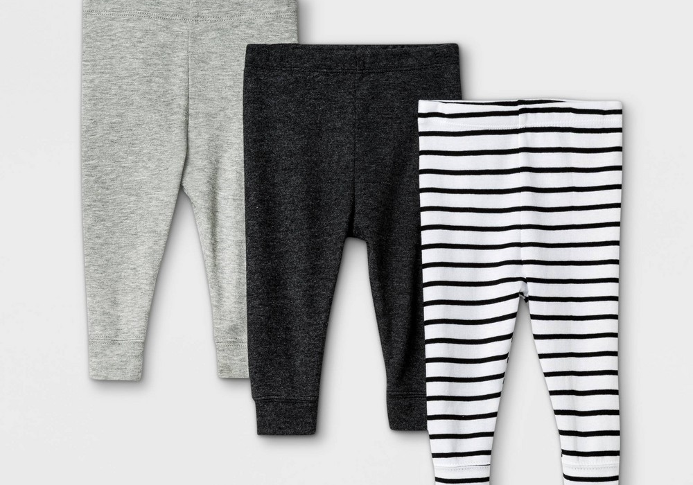 Calças Cloud Island Baby, pacote com 3, pretas/cinzas, para recém-nascidos