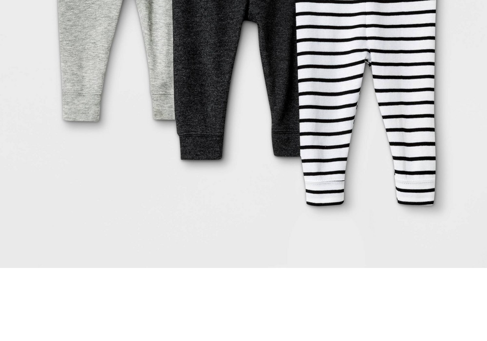 Calças Cloud Island Baby, pacote com 3, pretas/cinzas, para recém-nascidos
