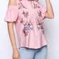 Entro - Button Down Cold Shoulder Embroidered