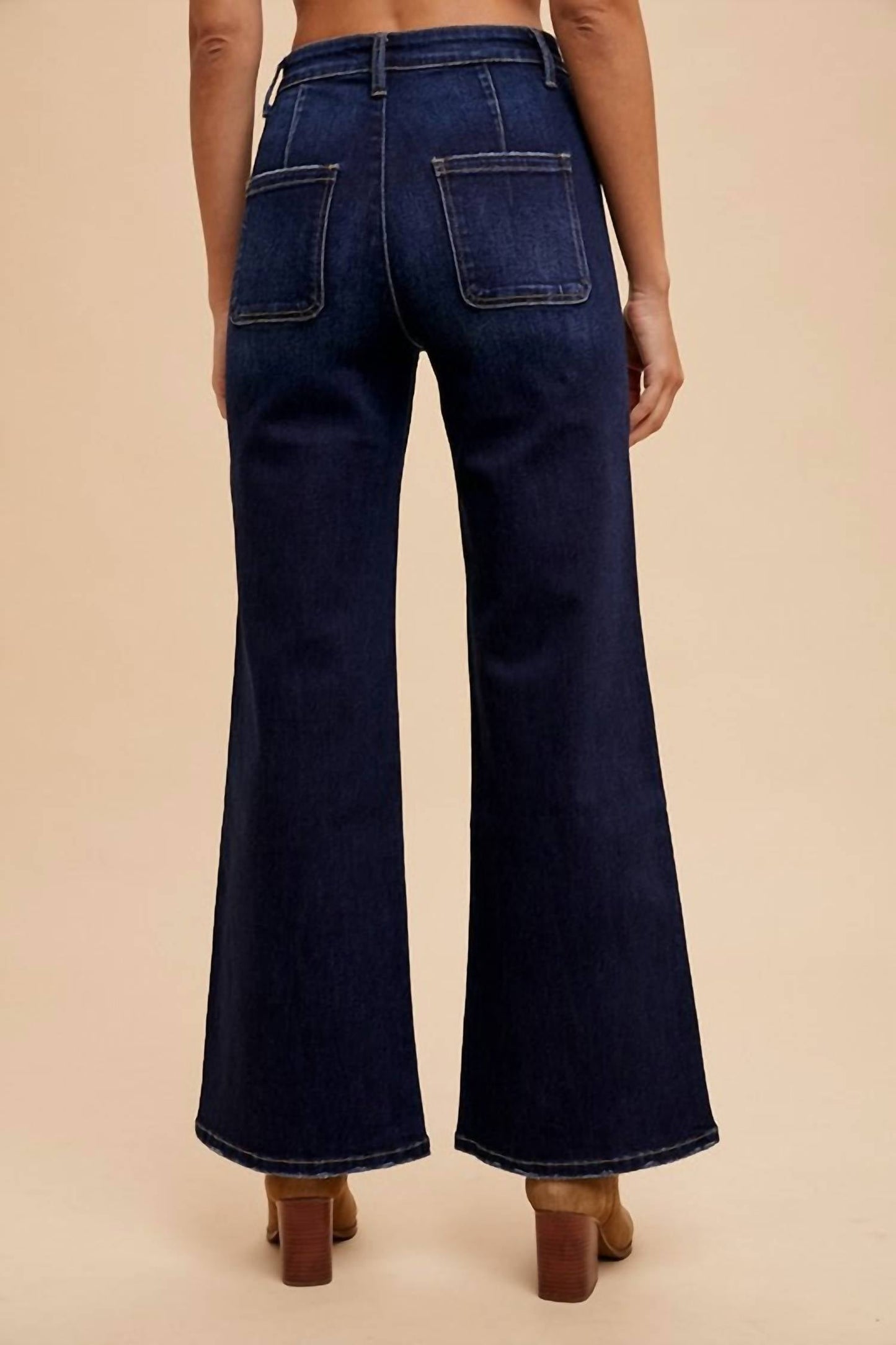 Anniewear - Stretch Front Two Pocket High Rise Flare Jeans