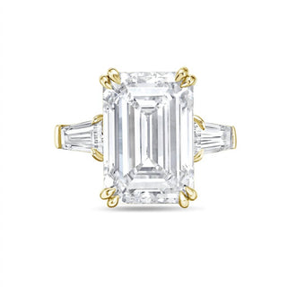 Diana M Jewels - Anel de noivado feminino com corte esmeralda e baguete, cultivado em laboratório