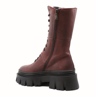 Lofina - Botas de couro grossas com cadarço