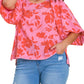 Umgee - Floral Boat Neck High Low Split Hem Top